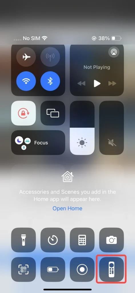 the Apple TV Remote in the Control Center