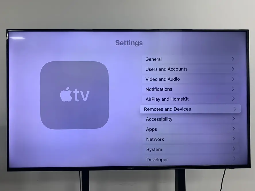 Remotes and Devices option on Settings
