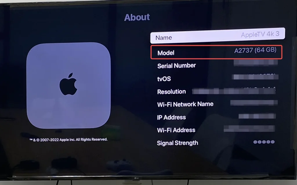 Model of Apple TV