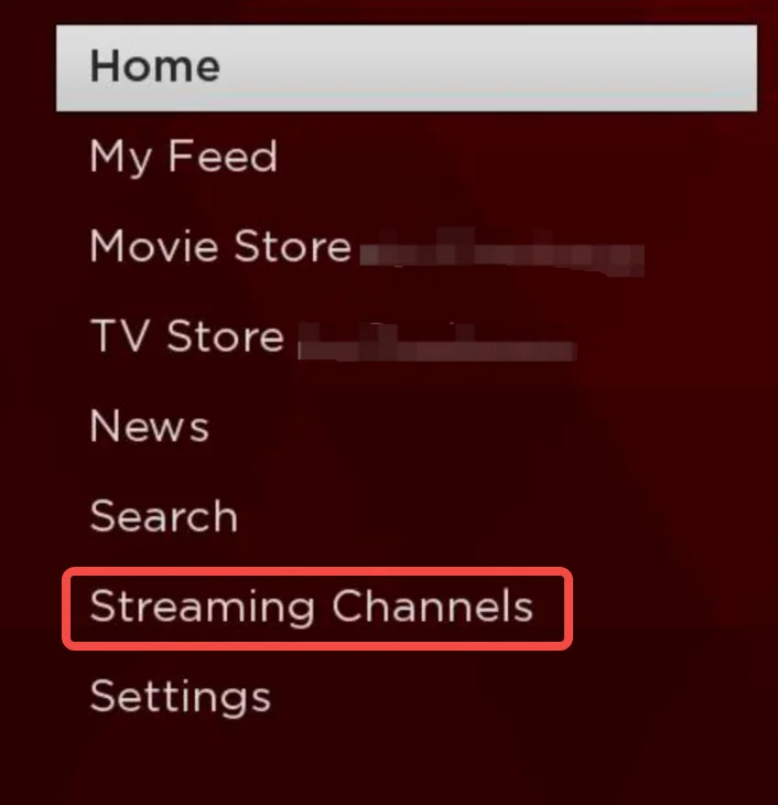 choose Streaming Channels on Roku screen