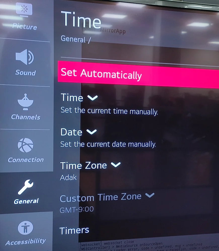 check time and date settings on LG TV