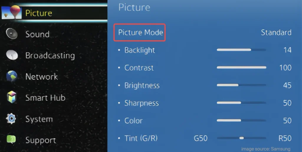 Picture Mode on Samsung TV