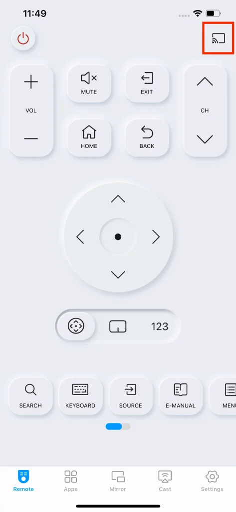 pairing entry on Samsung remote app