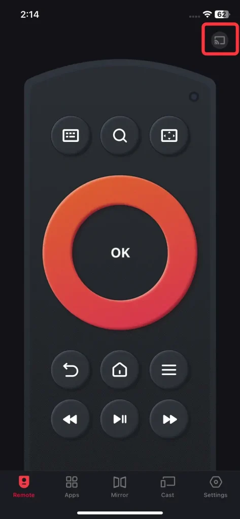 pairing entry on Fire TV remote app