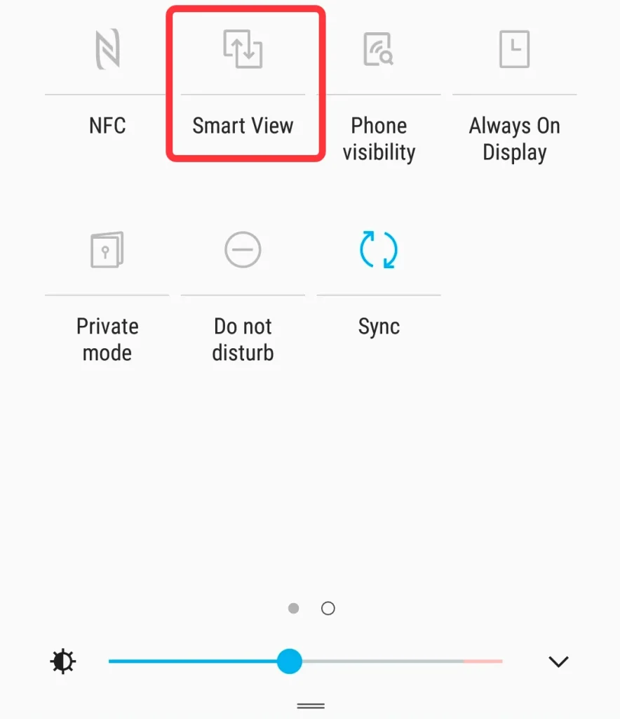 Smart View option on Samsung phone