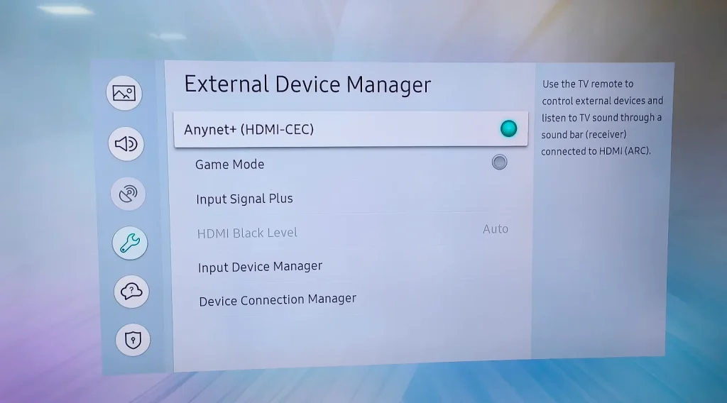 enable Anynet+ (HDMI-CEC) on Samsung TV