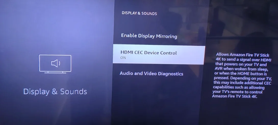 choose HDMI CEC Device Control