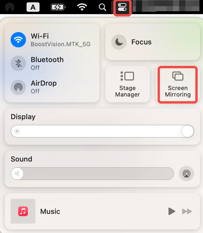 enable AirPlay from Mac's Control Center