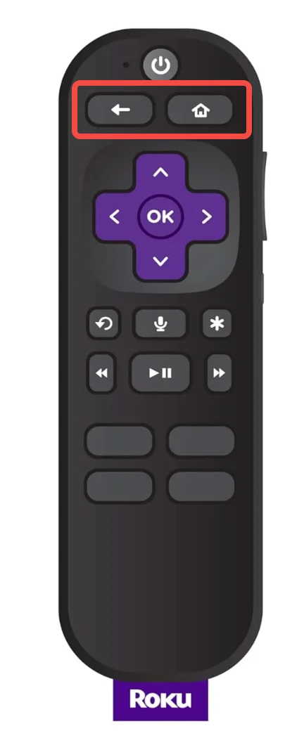 the Back and Home buttons on the Roku voice remote