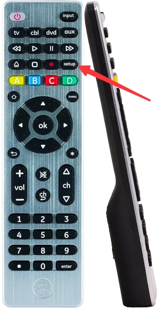 the setup button on the GE universal remote