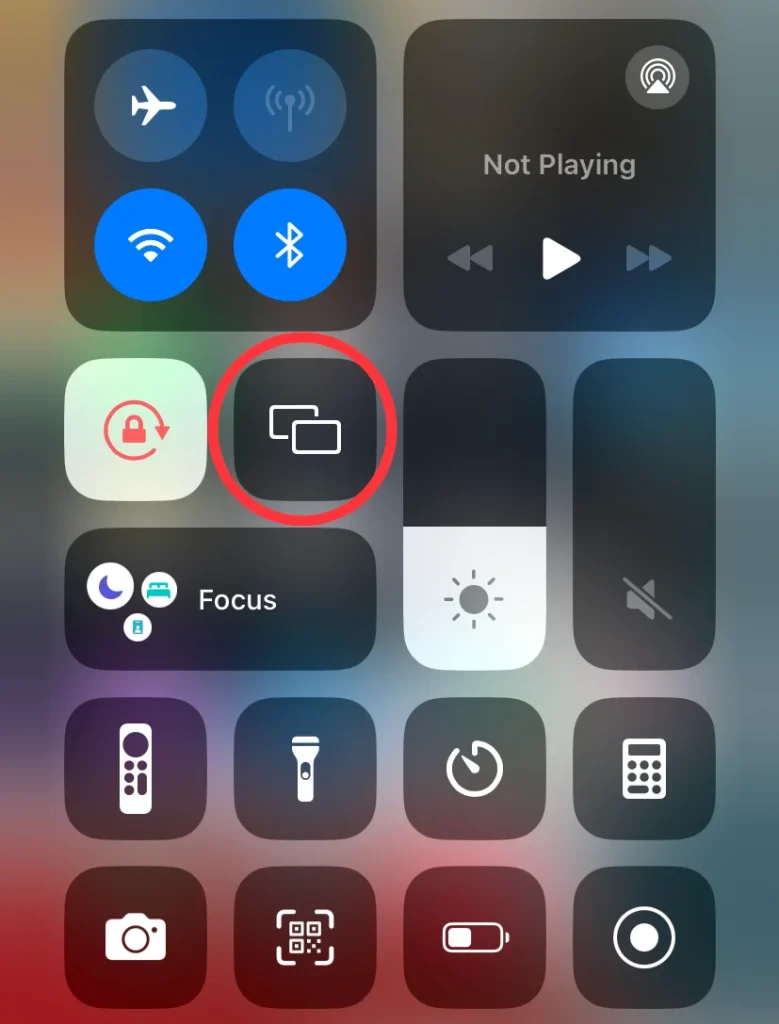 Screen Mirroring button on Control Center