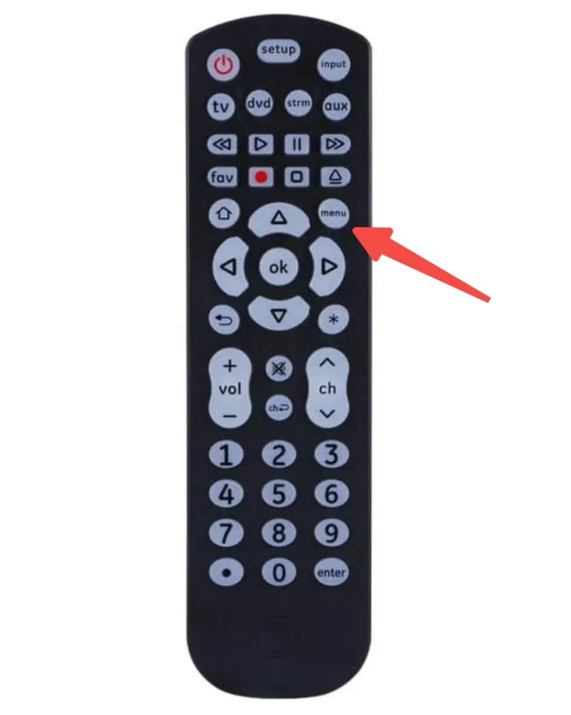 locate the Menu button on the universal remote