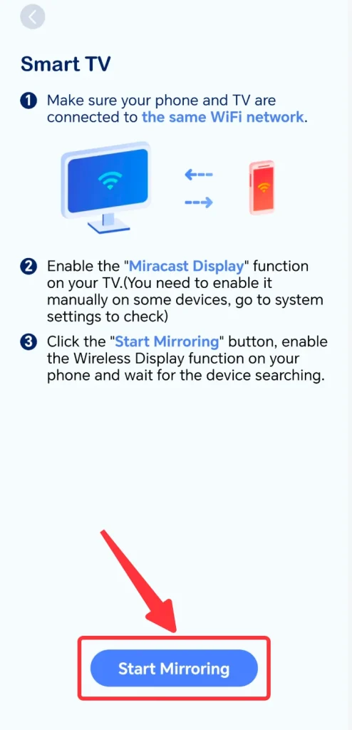 Start mirroring button