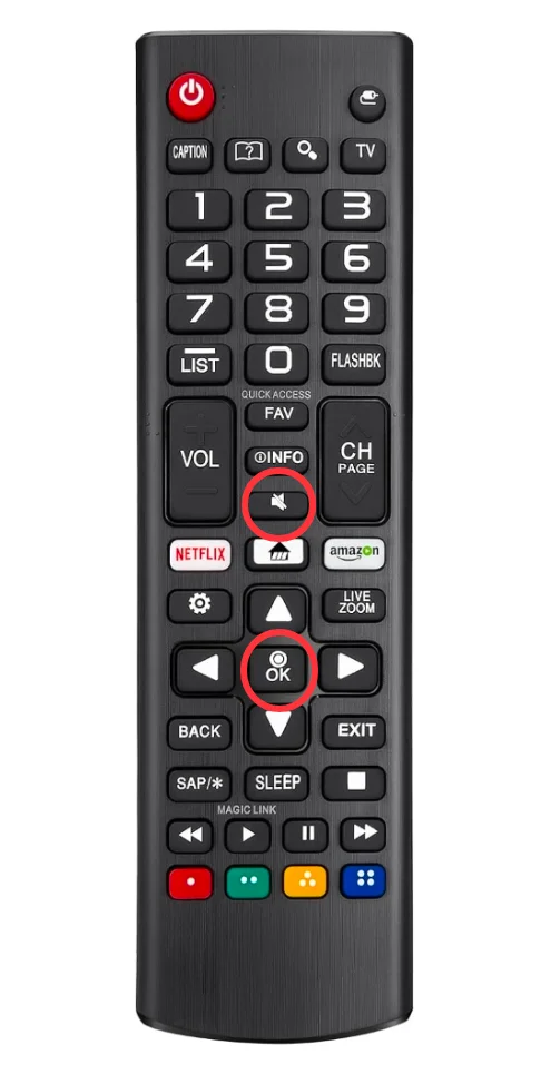 Reset buttons on the LG standard remote