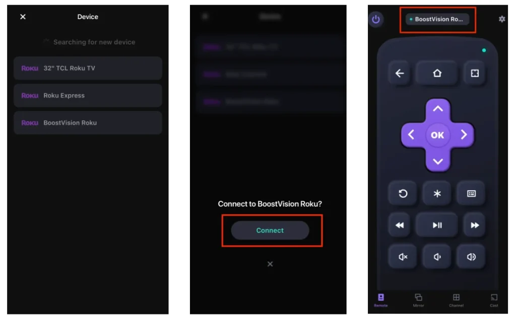 set up a virtual Roku remote on a smartphone