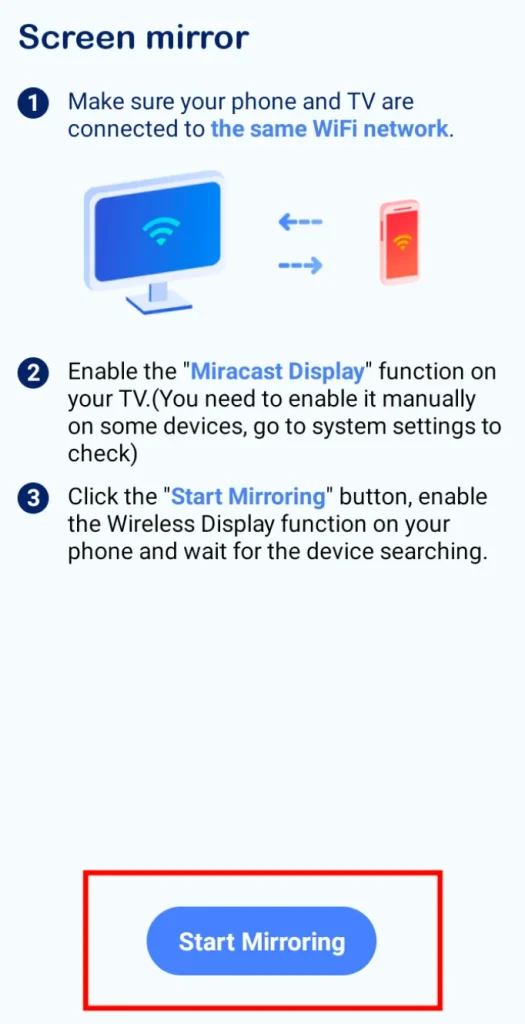 Start Mirroring button