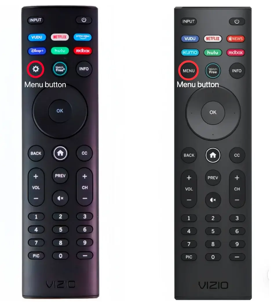 Menu button on some Vizio remote