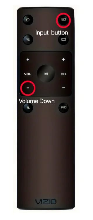 Menu combination buttons on the Vizio remote