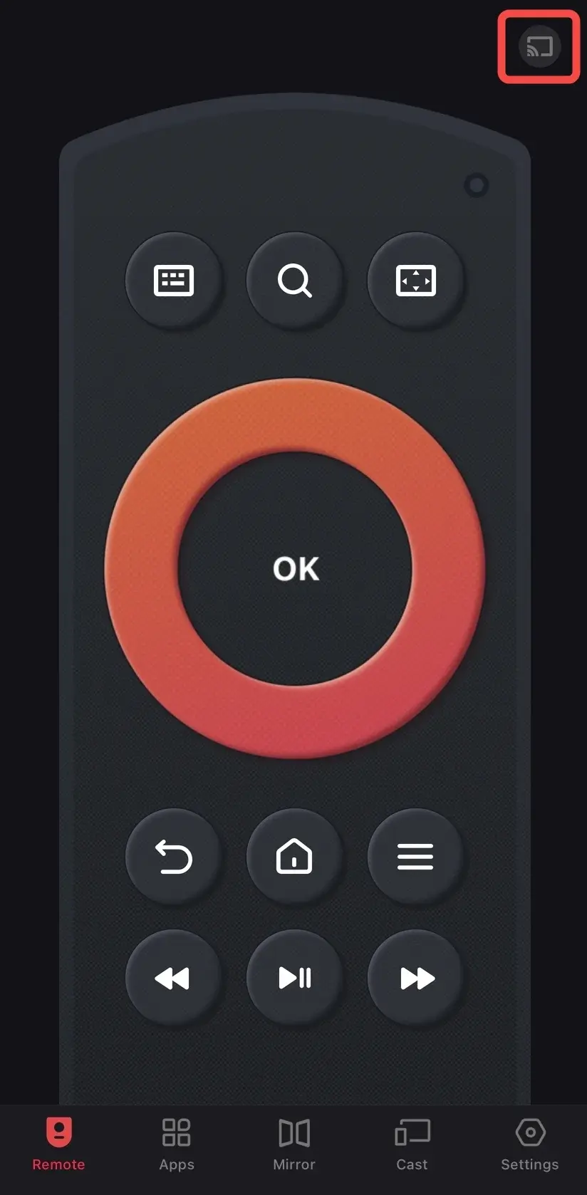 Pairing entry on the Fire TV remote app