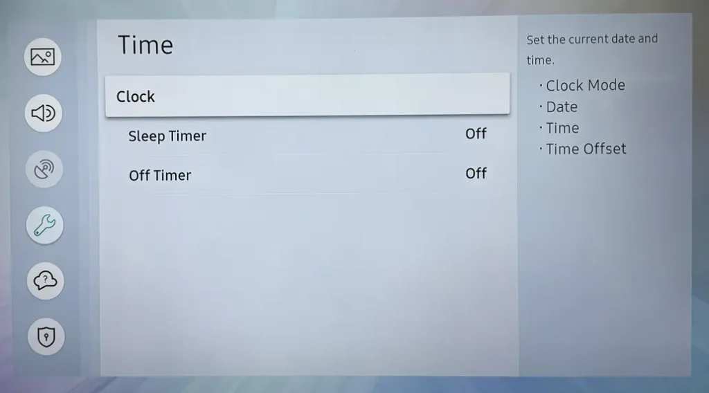 Sleep Timer Settings on Samsung TV