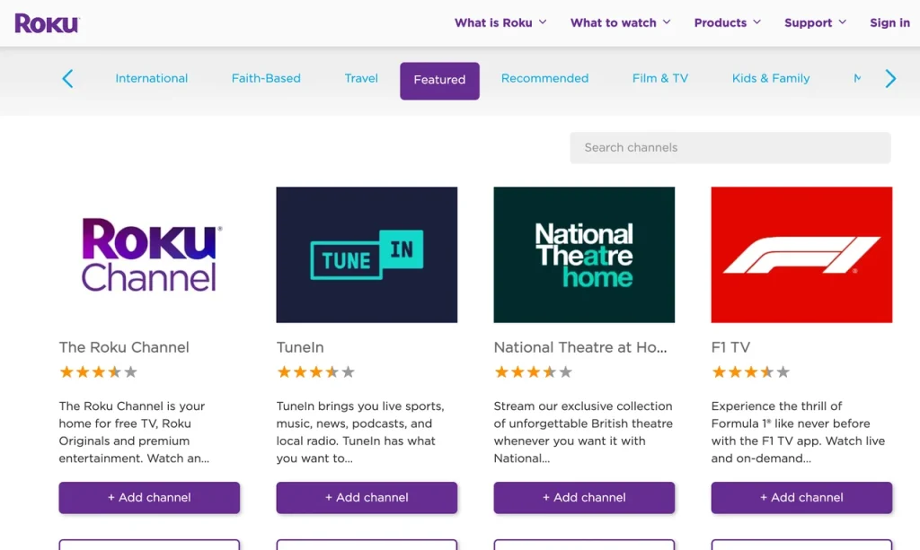 the online Roku Channel Store