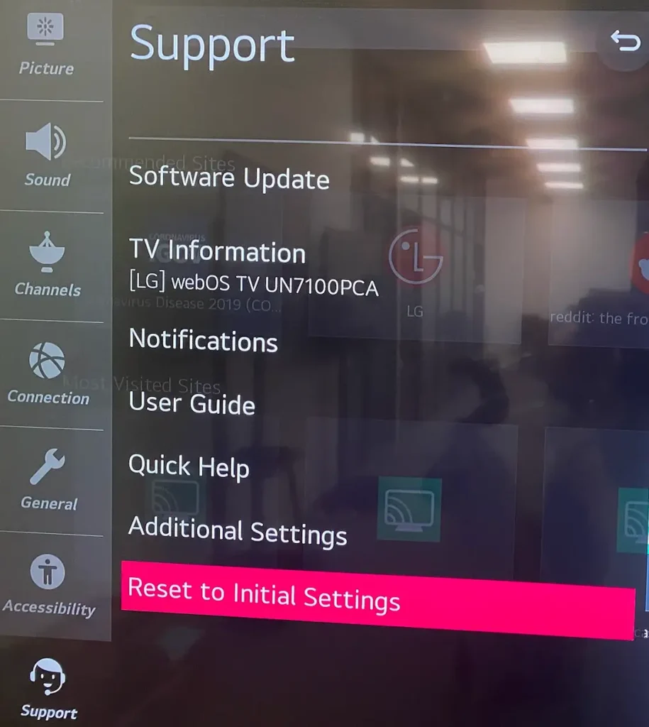 choose to check for updates on LG TV