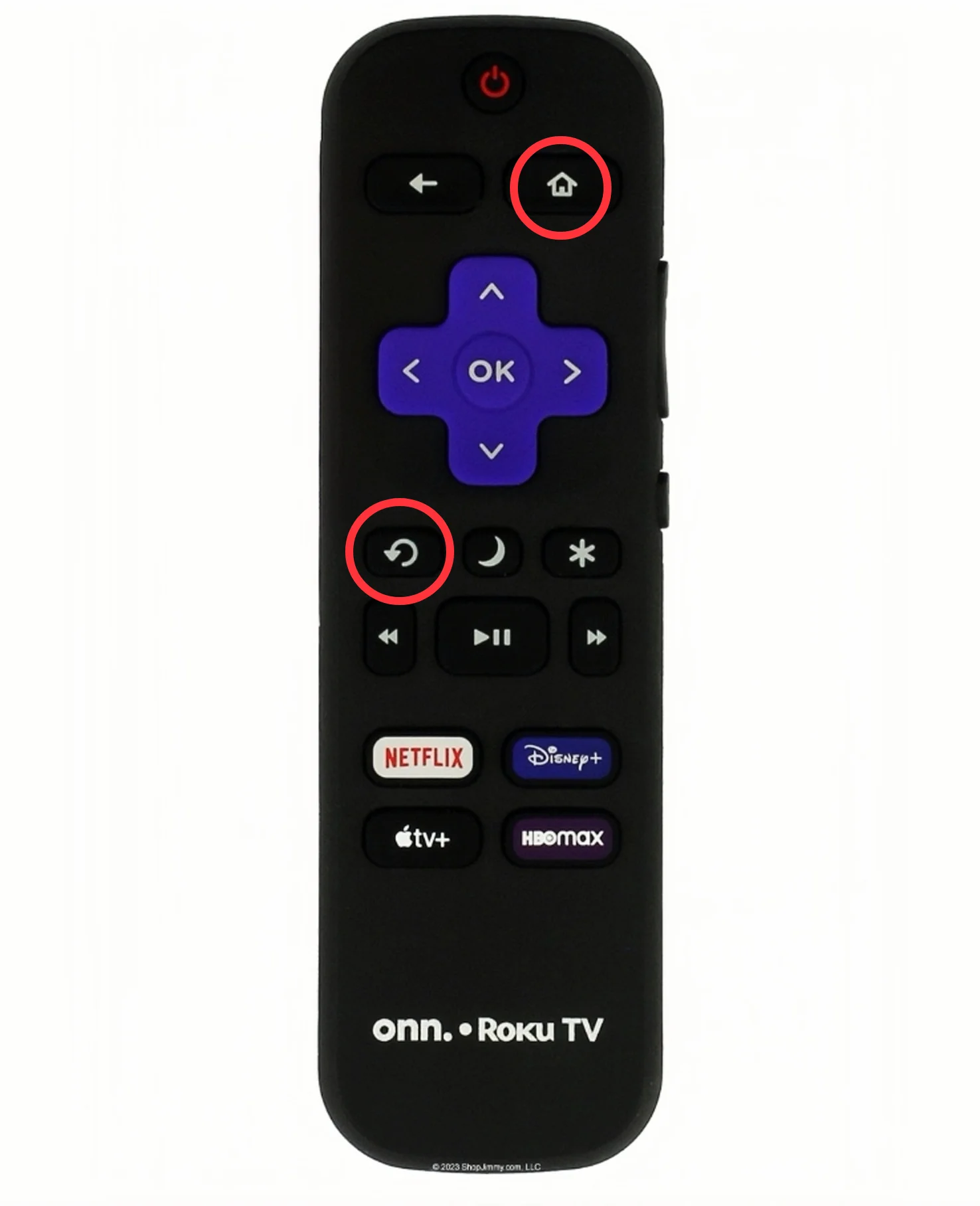 Back and Home buttons on Onn Roku remote