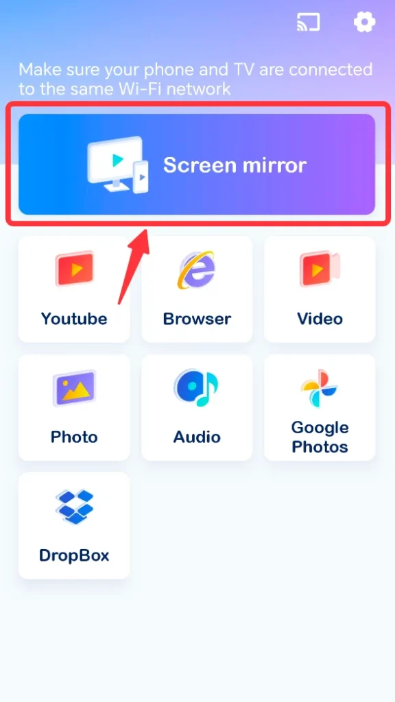 Screen mirroring button