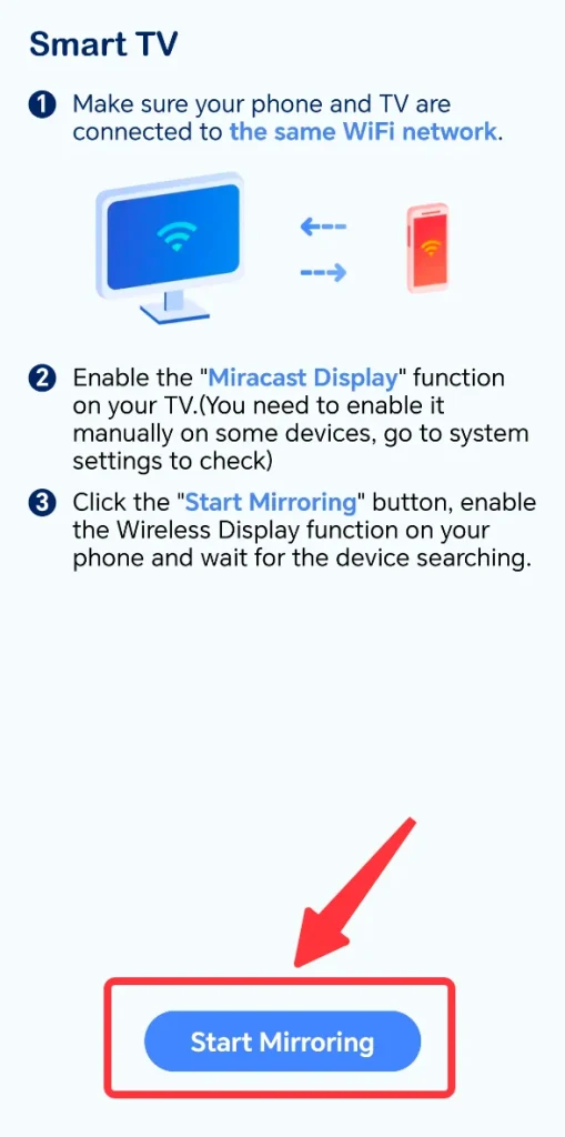 Start Mirroring button