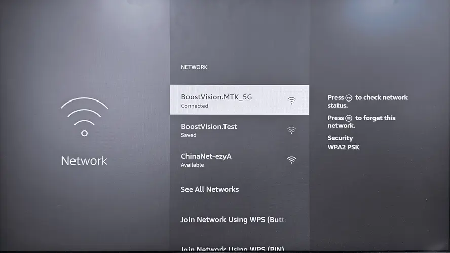 WiFi network signal on Fire TV device