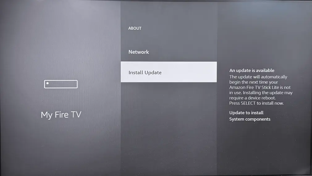 Update option on Fire TV