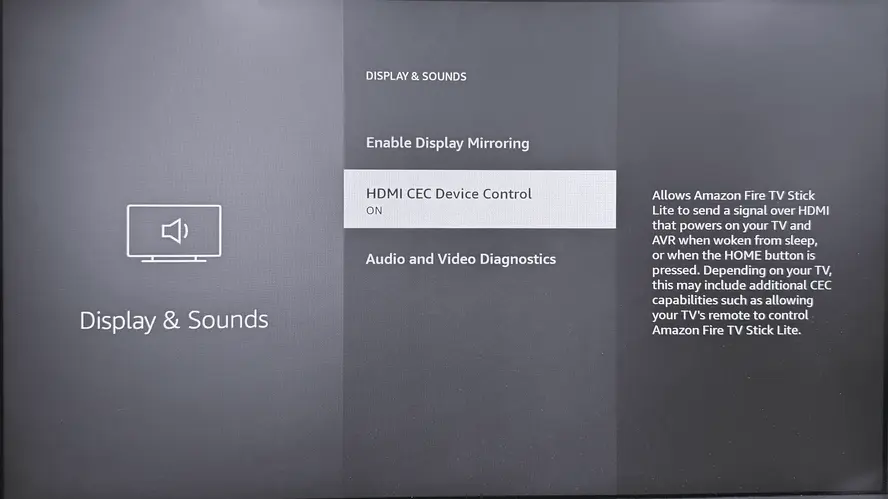 HDMI-CEC Device Control option on FireStick