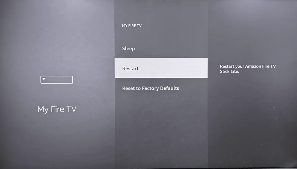 Restart option on FireStick