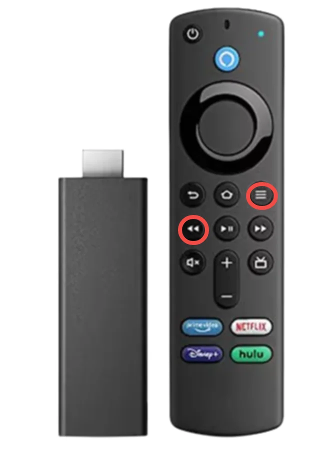 Menu and Rewind buttons on Firestick remote