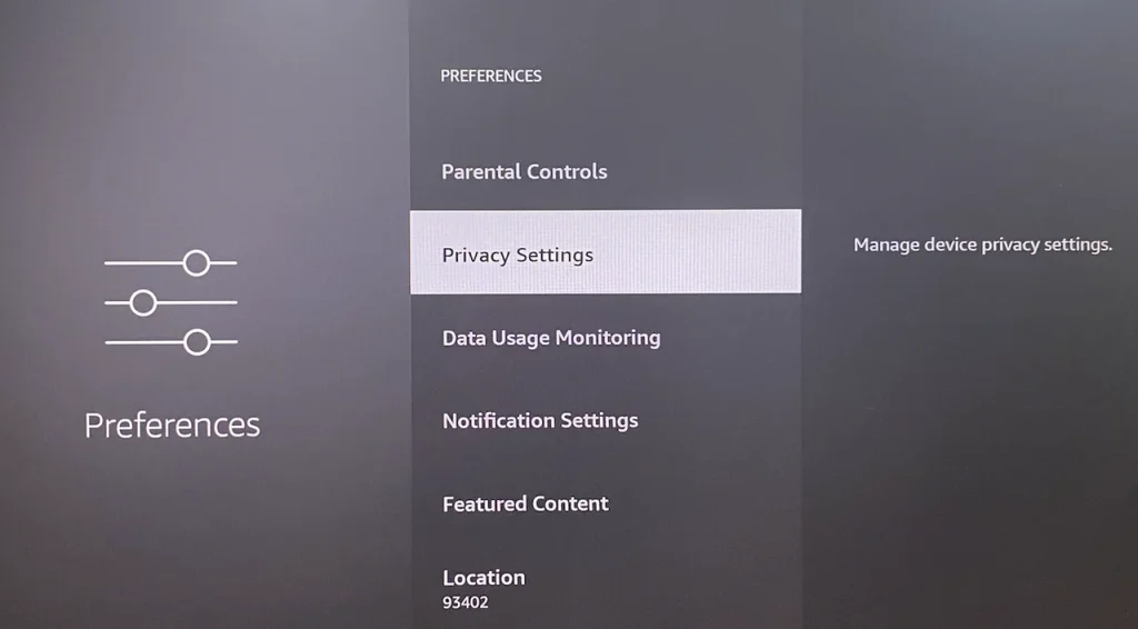 select Privacy Settings