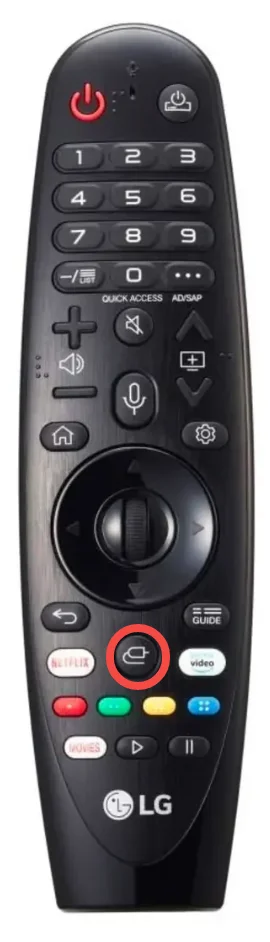 the input button on LG TV Magic remote