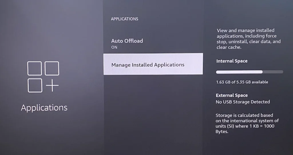 choose Manage Installed Application