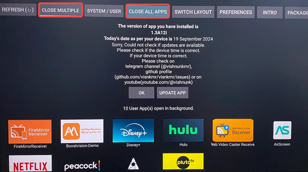 choose an option to close apps on Firestick