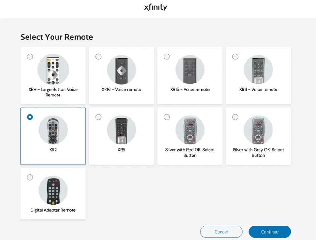 Website de suporte da Xfinity