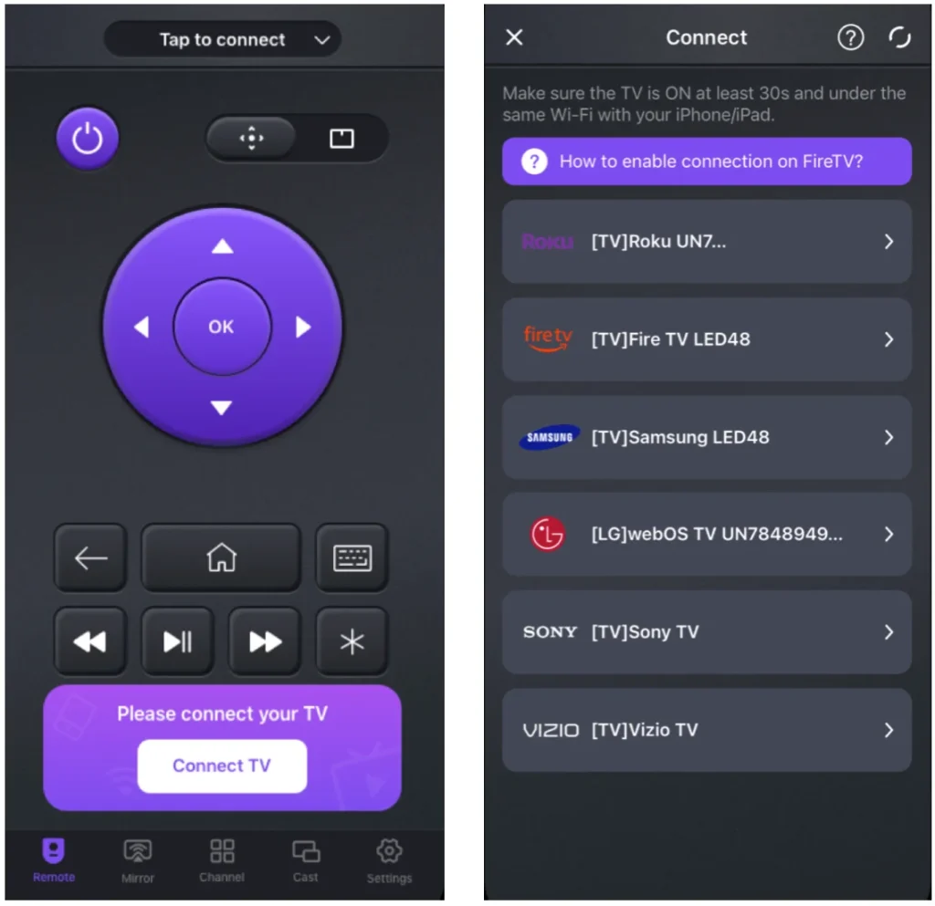 Aplicación de control remoto universal para TV