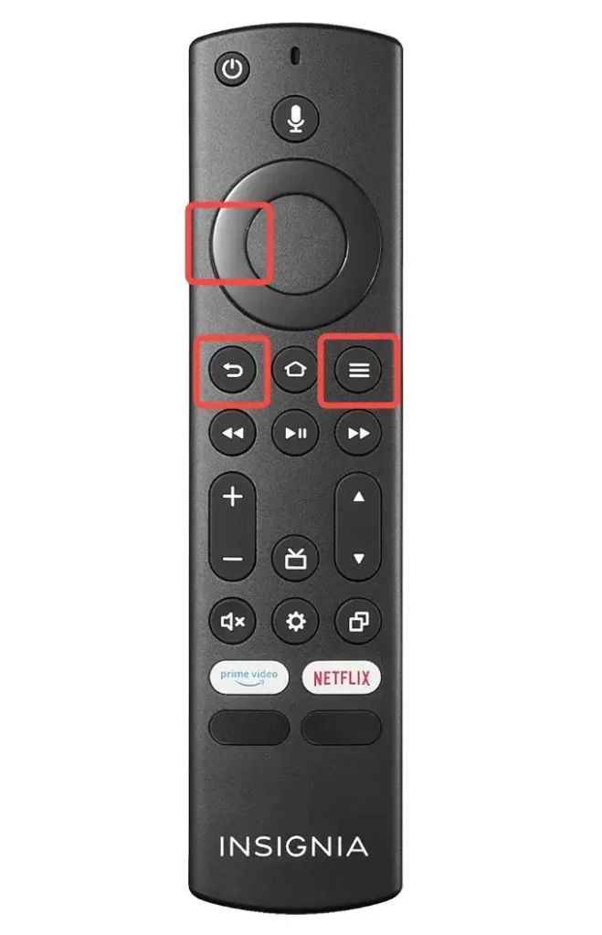 Left, menu, and back buttons on the Insignia Fire TV remote