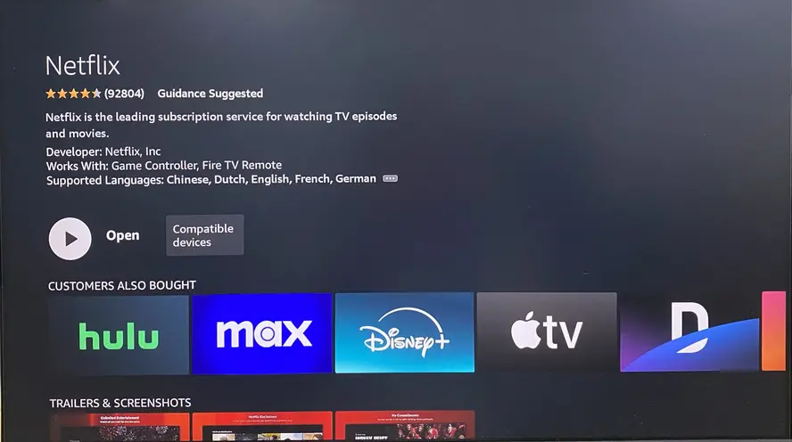 open option on FireStick