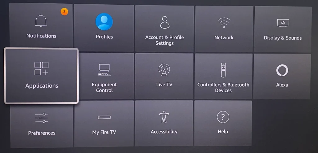 choose Applications on Firestick