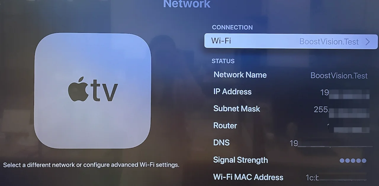 check Wi-Fi connection on Apple TV