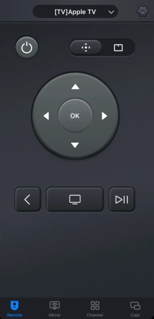 the third-party Apple TV Remote app