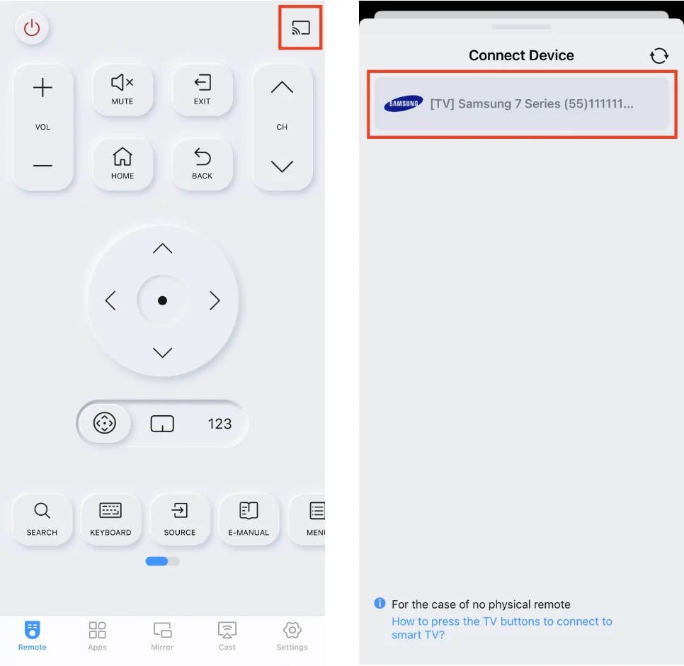 Samsung TV remote app of BoostVision