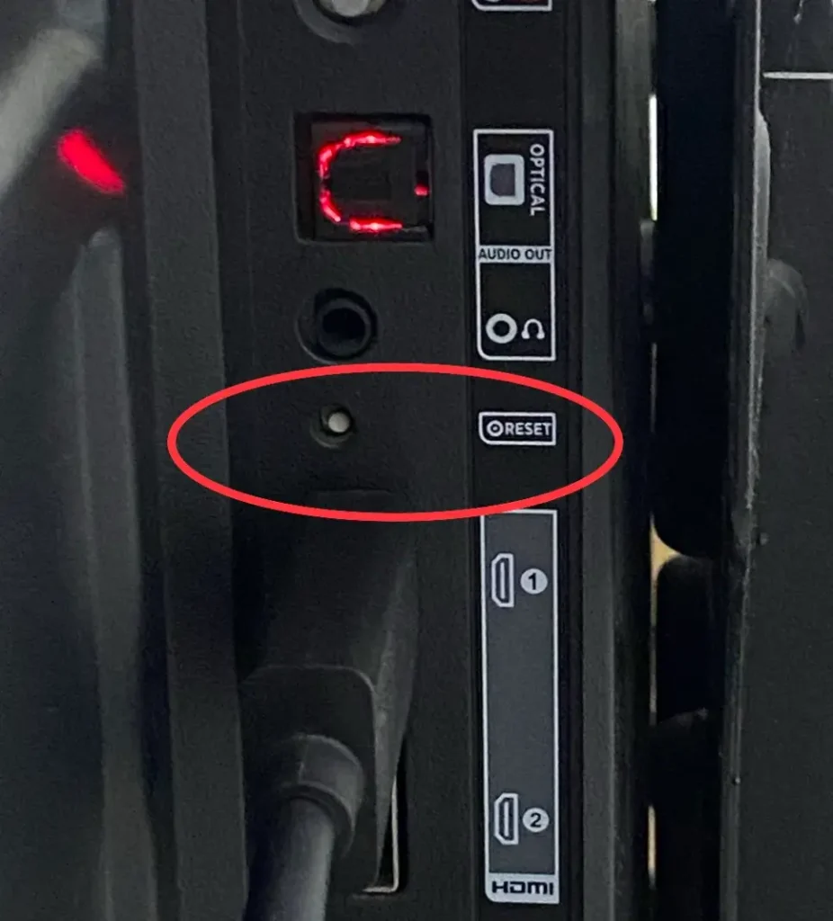 Reset button on TCL Roku TV