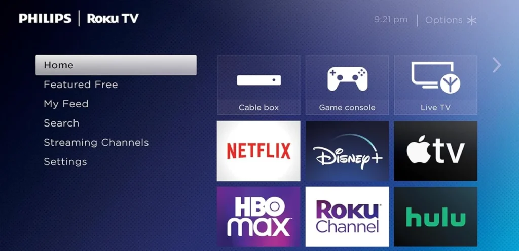 Philips Roku TV interface