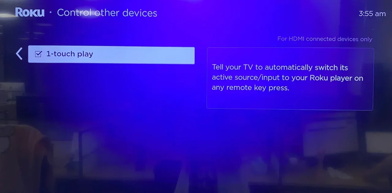 enable 1-Touch Play on Roku TV