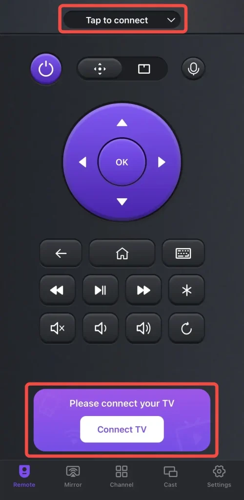 Pairing entry on the remote app